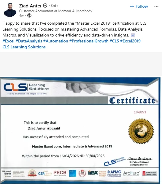 Microsoft Excel Masterclass - Ziad Anter Abozaid